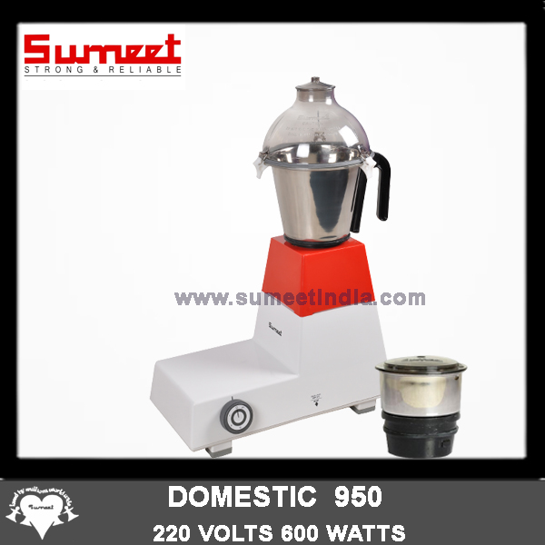 Sumeet Domestic 842 I  | 600 Watts | 220V |  With 350ML Spice/ Chutney Jar ,1L SS Jar  |  Red & White Color